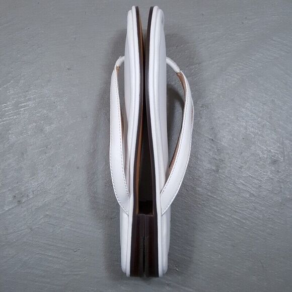 J CREW Womens Sandals Size 10 White Leather Thong Cushioned Flip Flops MENORCA - Picture 3 of 4